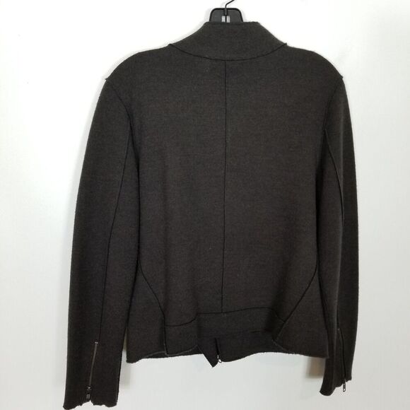 Eileen Fisher Women Merino Wool Moto Jacket Sz S Brown Zip Up Pockets Knit - Picture 4 of 8